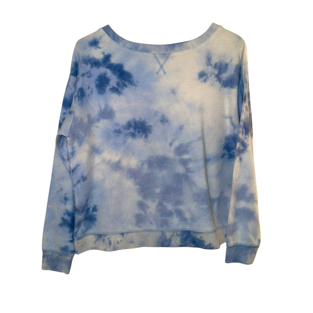 Women’s—Splendid Blue And White Tye Dyed Long Sleeve Round Neck Top. Size Small.
